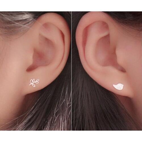 Yiustar Fashion Animal Bird and Leaf Stud Earrings for Women Girl Fashion Ear studs Jewelry Gift