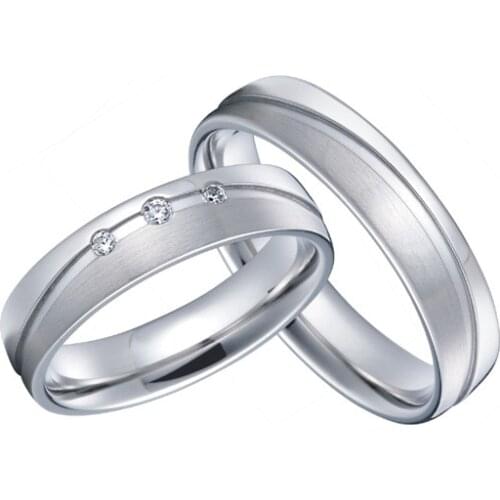 Custom titanium jewelry bridal pair white gold color wedding bands couples rings sets alliance anillos anel aneis femininos