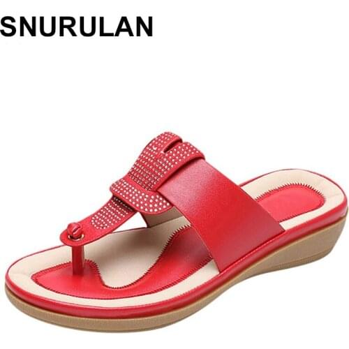 SNURULANWomen Summer Slippers Elegant Tip Toe Sexy Ladies Flip-Flop Wedges Womens Slippers Bohemian Beach Shoes Sandalias Mujer