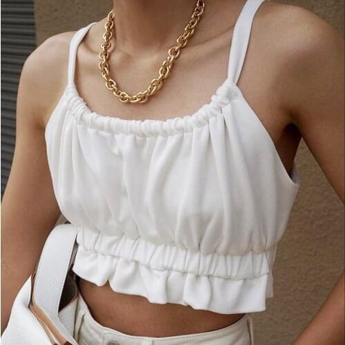 Womens crop top summer y2k Sexy tube cotton Harajuku street ruffles ruched camisole Slim Backless Kawaii Casual women T-shirt