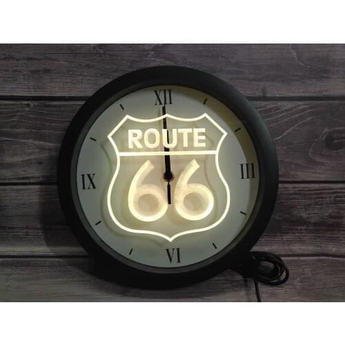 0B371 Historic Route 66 Mother Road APP RGB 5050 LED Neon Light Signs Wall Clock
