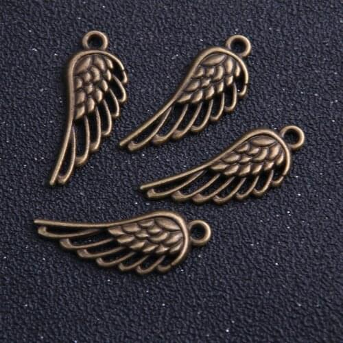 10pcs/lot 13*33mm Wholesale Antique Bronze Metal Alloy Angel Wings Charms Jewelry Wings Charms