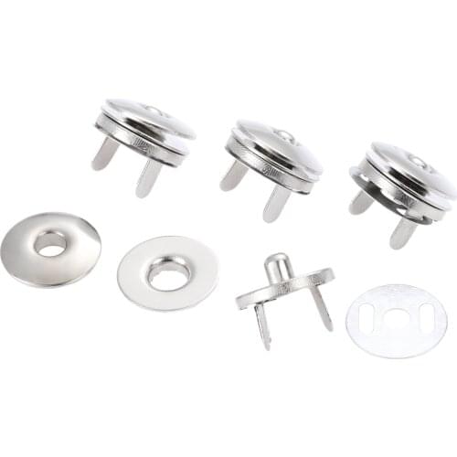 10Pcs 17mm Magnetic Button Thin Magnet Snaps Bag Purse Clasp Metal Buttons Clothing Handbag Accessories Silver/Black Metal