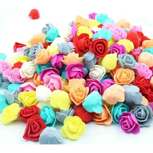 100 / 500pc Hot Sale Foam 3cm Artificial Flower Head PE Pink Bear Accessories Decoration Valentines Day Gift