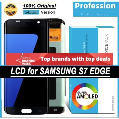 100% Original 5.5'' AMOLED Display for Samsung Galaxy S7 edge G935 G935F LCD Touch Screen Digitizer Repair Parts + Service Pack