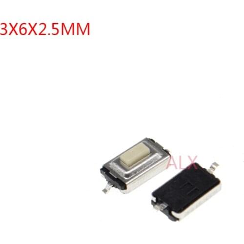 100PCS 3X6x2.5mm 2PIN SMD TACT push button switch Micro key power tactile switches 3x6x2.5 3*6*2.5MM Light touch
