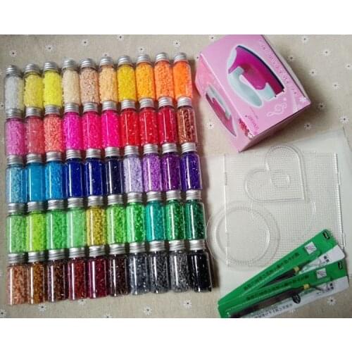 2.6mm Hama Beads~PUPUKOU perler Fuse Beads Set of 50 Color 31000pcs+3 Template+5 Iron Paper+2 Tweezers Diy Kids Toy Craft