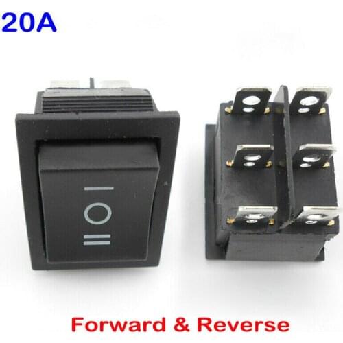 20A Forward Reverse Toggle Switch Inverted CW CCW Control Converter for DC Motor Rocker Power 6 Foot 3 Gear 12V Button Switch