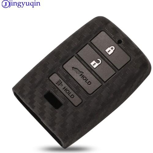 Jingyuqin Remote Car Key Case Cover Remote Carton 4 Button For Honda Mugen Acura Carbon Fiber Silicone