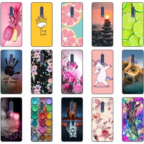 For Nokia 5 Case Phone Cover Soft Silicone Back Cases for Nokia 5 Case Printed TPU Coque for Nokia5 capa flower