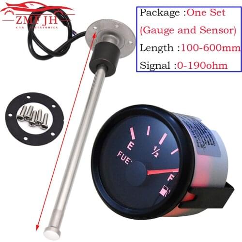 52mm Auto Car Fuel Level Gauges 0-190ohm Fuel Level Meters Marine Fuel Level Gauge Sensor Sender Unit for Boat Yacht 9-32V