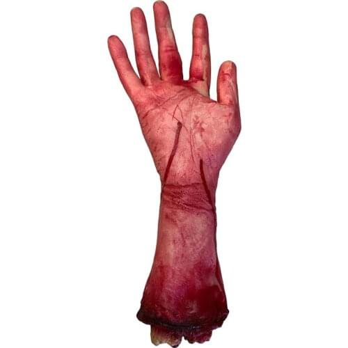 1pcs Halloween Broken Foot Handmaded Decorative Scary Creative Blood Broken Hand Severed Bloody Hand for Halloween Party Men