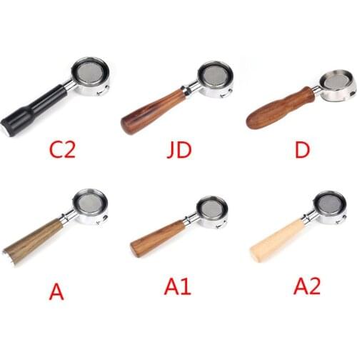 58mm Coffee Machine Filter Holder E61 Bottomless Portafilter with Wooden Handle Replacement Accessory
