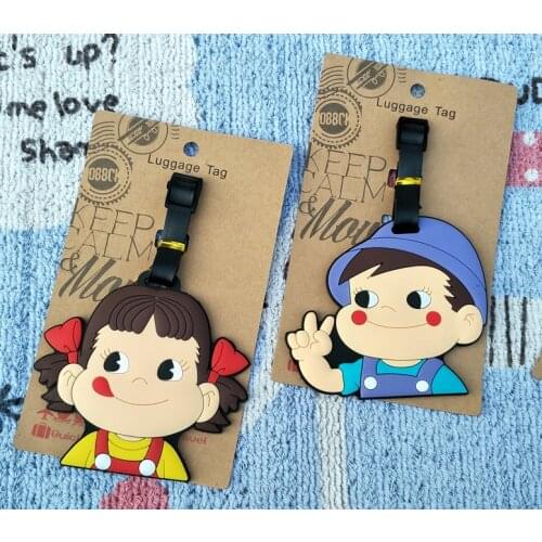 IVYYE Milk Girl Boy Anime Travel Accessories Luggage Tag Suitcase ID Address Portable Tags Holder Baggage Label New