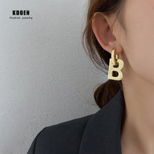 European And American Exaggerated Metal B Letter Pendant Earrings Fashion Korean Jewelry Retro Party Girls Unusual Earrings