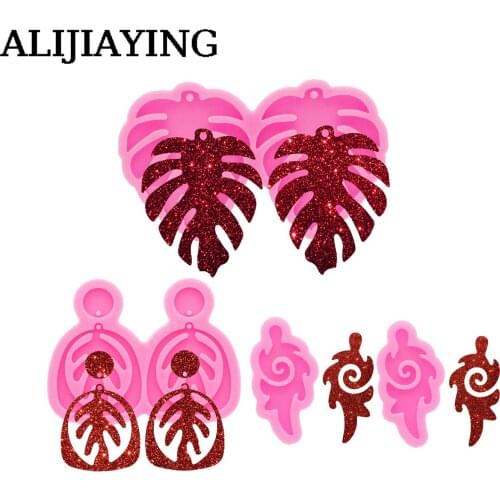DY0714 Glossy Palm Tree Earrings Silicone Mold Resin Pendant Mould for Epoxy Jewelry Making DIY Crafts