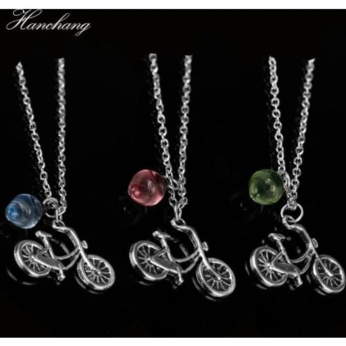HANCHANG New Diy Christmas Gift for Women Girl Stranger thing Colorful Bulb Bicycle Pendant Necklace Party Christmas Gift