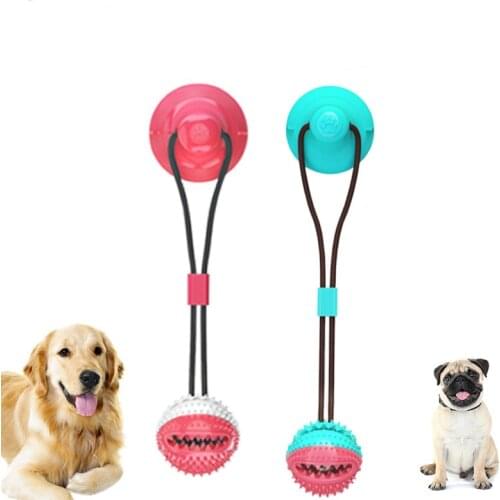 Dog Toys Silicon Suction Cup Tug Interactive Dog Ball Toy For Pet Chew Bite Tooth Cleaning Toothbrush Feeding Pet Supplies