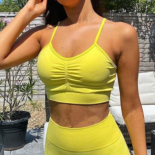 INFILAR Yoga Tops Sleeveless Vital Seamless Crop Tops Navel Sports Shirts Female Gym Fitness Running Workout T-Shirts Tracksuit