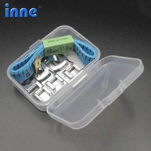 INNE 3 Pcs Sewing Machine Presser Foot 3MM/4MM/6MM Accessories Rolled Hem Feet With Ruler Set For Brother Singer Household Sale