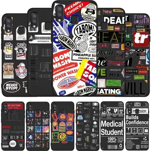 INS Hot Funny pattern stamp label barcode Black Phone Case For Samsung Galaxy A71 A51 A41 A31 A20E A10 A20 A40 A50 A70 M30S M20