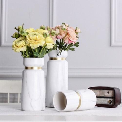 Golden rim ceramic vase Modern marbling Flower Pot Flower Basket Flower Vase Tabletop Decoration Home Nordic Decoration