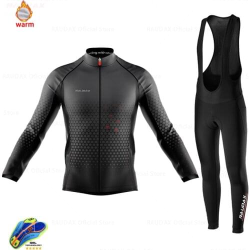 Team Cycling Clothing Winter Fleece Clothes Long Sleeve Jersey Set Raudax UNinform Thermal Fleece Skinsuit Ropa De Hombre