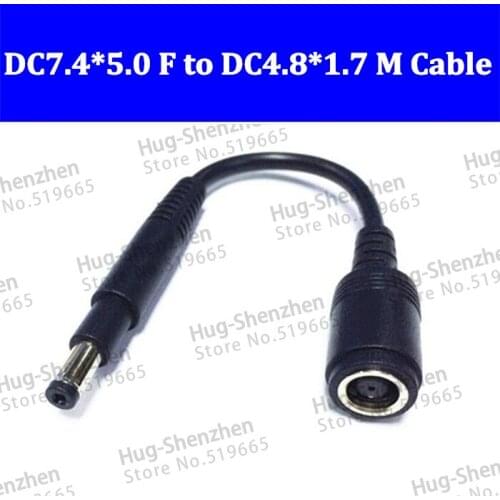Dc convertor connector dc power cable 7.4 female jack to 4.8 male plug bullet tip 7.4*5.0 to 4.8*1.7 for hp dell notebook--20pcs