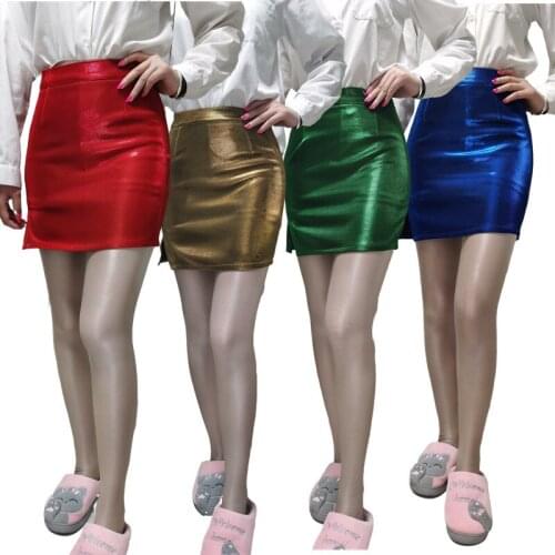 New Nightclub Bar Adult Short Skirt Sexy High Waist Shiny Package Hip Skirt Bar Female Singer DJ Party Skirts DWY4456