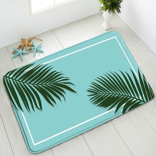 Tropical Plant Green Leaves Non-Slip Bathroom Mat Simple Fresh Pattern Bedroom Kitchen Indoor Doormat Rug Absorbent Home Carpet