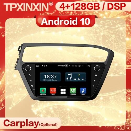 4+128G Carplay 2 Din Android Multimedia Stereo Receiver For Hyundai I20 2018 GPS Navigation Radio Audio Video Player Head Unit