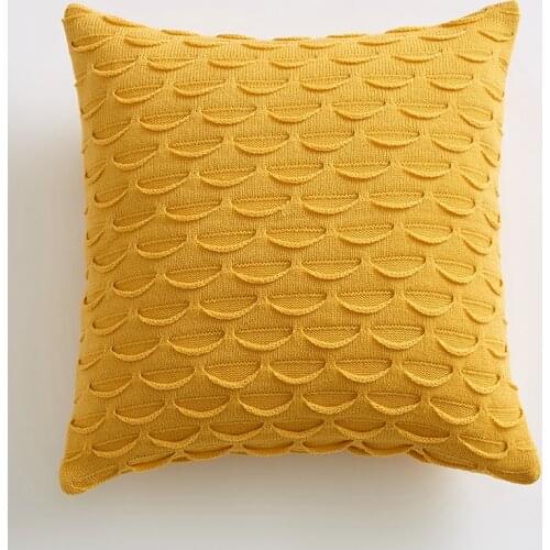 Home decoration Cushion Cover 45x45cm Fish Scale Solid Pillow Cover Pink Grey Cream Yellow Blue Square Pillow Case For sofa Bed