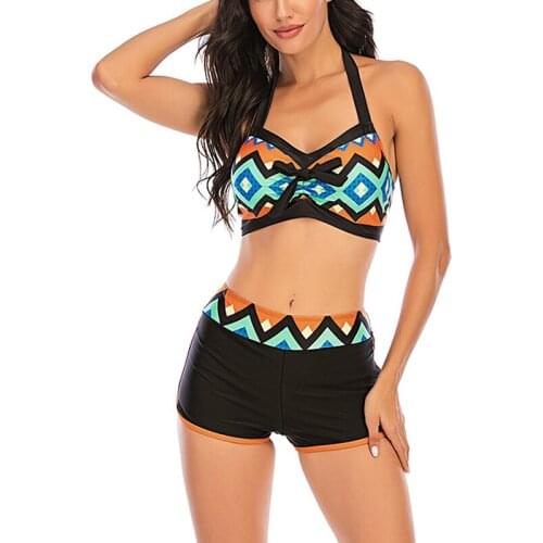 Plus Size S-8XL Women Bikini 2020 Tankini Sets Sexy Two Piece Bikini Sets With Surfing Short Boy Shorts Swimwear Women maillot