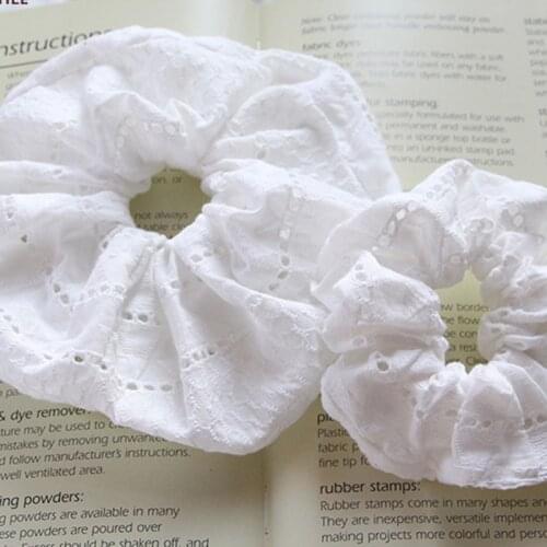 Mom and Me Fashion ins Cotton women Basic White Lace scrunchies girls hair bands Ponytail Holder Hair accessories