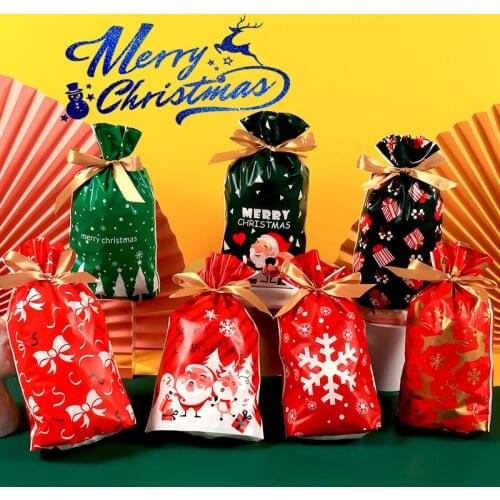 10Pcs Chirstmas Gift Bag For Children Bag Christmas Supply For Home New Year Presents Candy Cookie Chocolate Storage