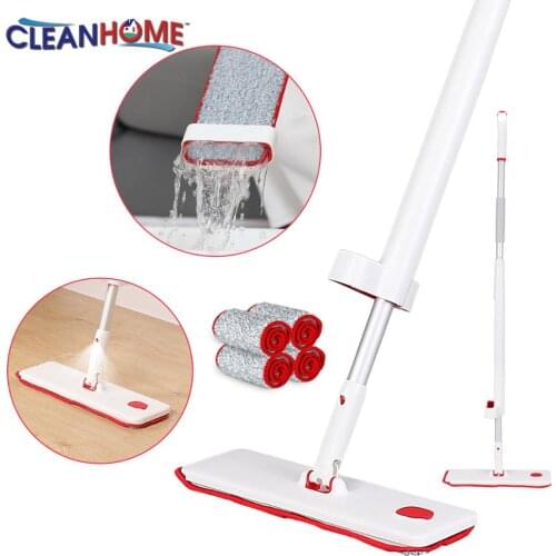 Cleanhome Spray Mop With 4PCS Reusable Microfiber Pads and 360 Degree Metal Handle For Kitchen Wood Ceramic Tiles Floor Cleaning