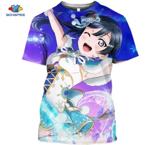 SONSPEE 3D Printed T Shirt Love Live Anime T Shirt Women Harajuku Short Sleeve Fun T-Shirt Loli Girl Role Playing Game Top Tee