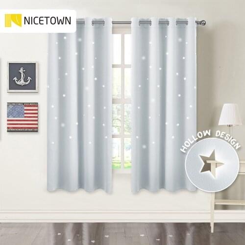 NICETOWN Window Treatments Blackout Panels For Children Laser Cutting Stars Grommet Top Curtains Drape for Bedroom Girls Room
