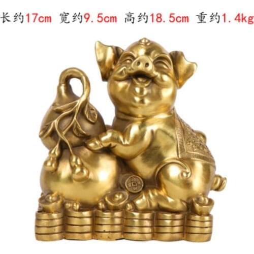 Pure Copper Zodiac Pig Feng Shui Crafts Lucky Pig Home Decoration
