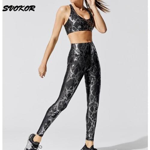 SVOKOR Snake Gym Sets Women Sportswear Seamless Yoga Set Pattern Workout Sport Suit Running Fintess Sport Bra Leggings Suit