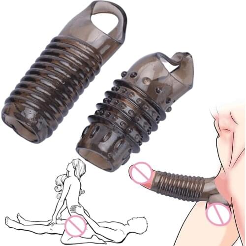 Delayed Ejaculation Adult Sex Products No Vibrators Sex Toys For Men Dildo Enlargement Penis Sleeve Erection Reusable Condom