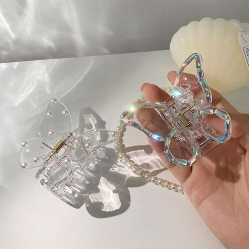 Small Transparent Butterfly Hair Claws Hairpin Cute Transparent Grabs Acrylic Hair Clip For Women Sweet Accessories