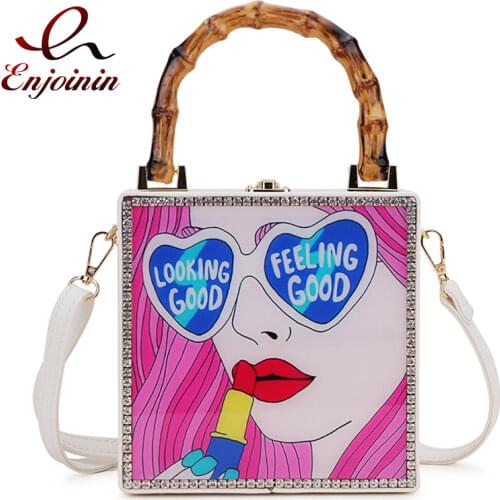 Multi-Pattern Character Flower Box Design Women Party Purses and Handbags Shoulder Bag Female Tote Bag Crossbody Bag Pu Bolsa