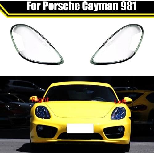 Car Front Transparent Cover Headlight Glass Shell Lamp Shade Case Headlamp Lens Cover For Porsche Cayman 981 718 2013~2016