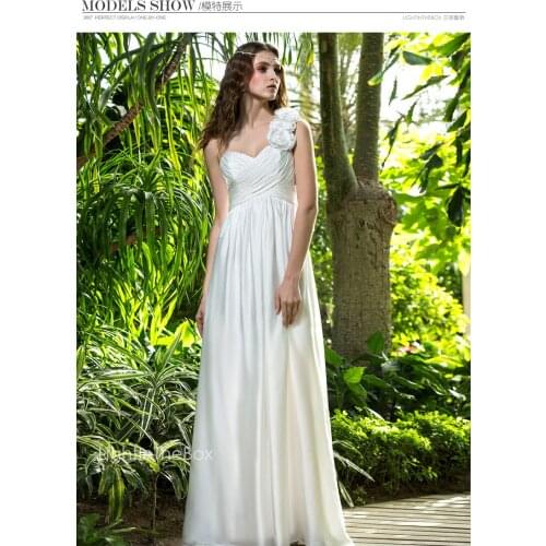 Robe de soiree 2018 sweetheart vestido de festa longo one shoulder flowers Formal party gown cheap white long Bridesmaid Dresses