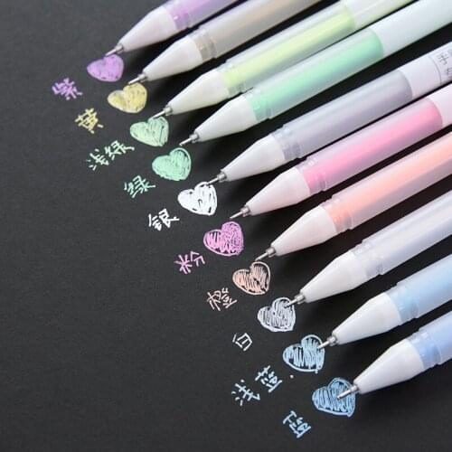 10PC Creative High-gloss Hand Account Pastel Pen DIY Comic Painting Pen Multifunctional Color Neutral Highlighter Black Cardboar