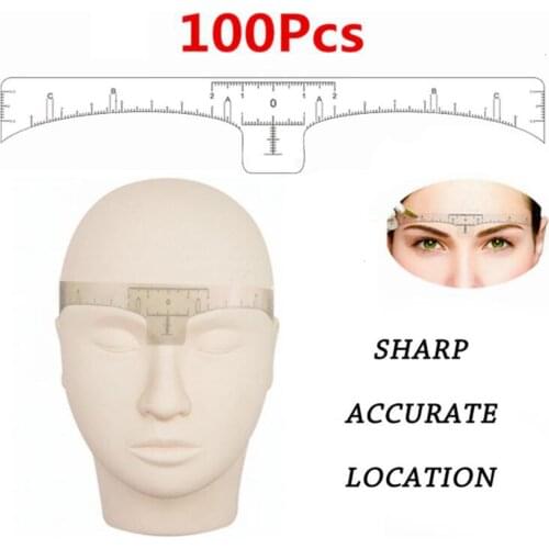 100-pack Eyebrow Ruler Sticker Eyebrow Template Microblading Set Easy Use