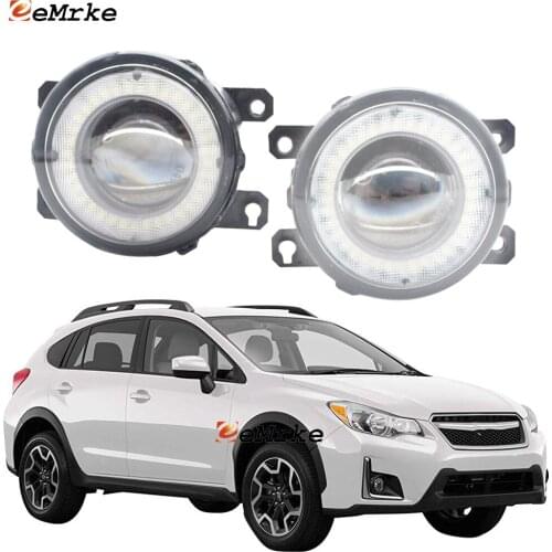 2x Car LED Fog Lights Assembly Lens Angel Eye DRL Daytime Runinng Light for Subaru XV Crosstrek / Crosstrek GP 2016 2017