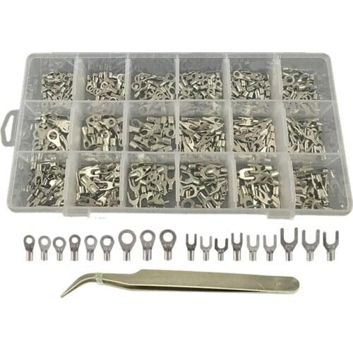 420pcs 18 Sizes Non-Insulated Ring Spade Fork Terminals Connectors Assortment Kit