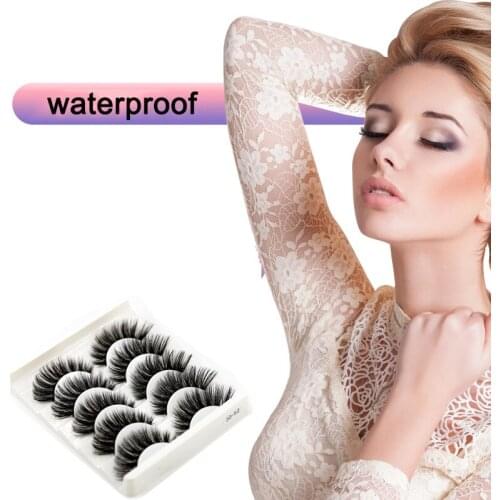 5 Pairs False Eyelash Curl Thick Criss Cross Synthetic Hair Black Band Beauty Natural Long Make Up Tools Eyelashes